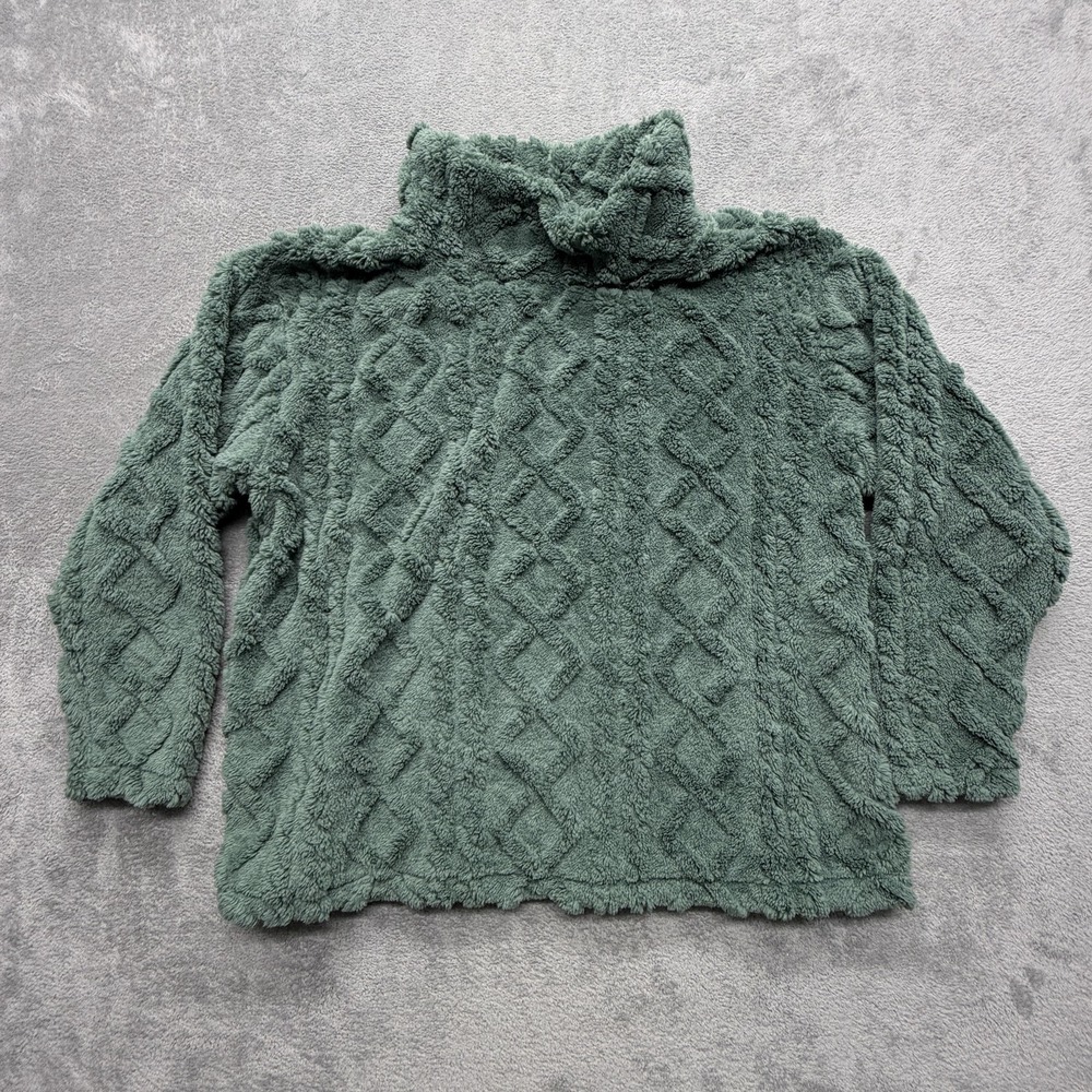 Eddie Bauer Women's Ultrasoft Cable Fleece Pullover Green 2XL